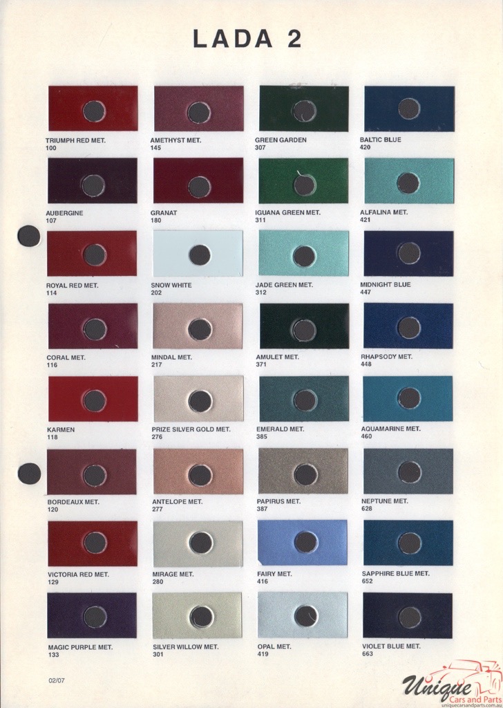 1995-2000 Lada Paint Charts Octoral 2